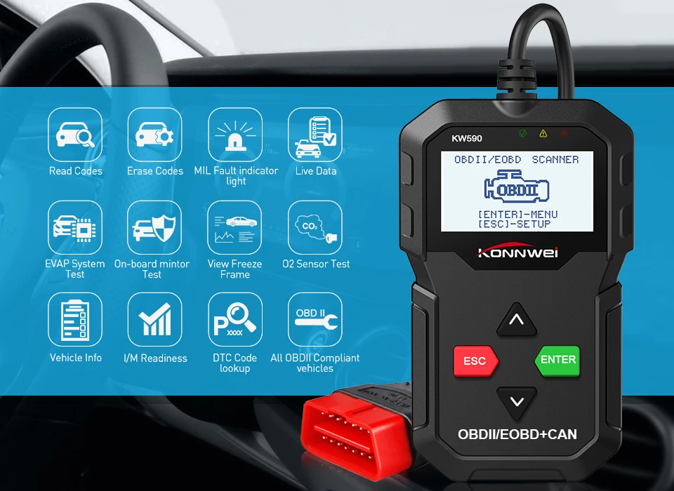 KONNWEI KW590 OBD2 считыватель кода сканер Авто диагностический инструмент для ремонта OBD II OBD 2 сканер лучше ELM327 на русском языке
