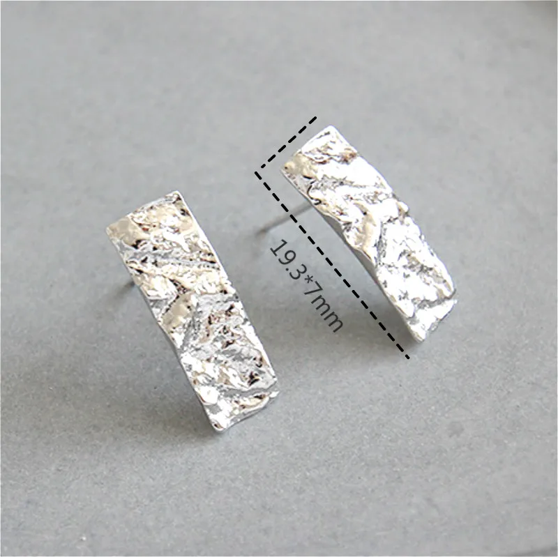 

Flyleaf 925 Sterling Silver Irregular Hammer Faces Stud Earrings For Women Student Simple Earings Fashion Jewelry Ins Style