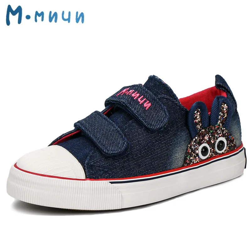 MMnun 3=2 Denim Shoes Girls With Rabbit Sneakers For Children Breathable Toddler Girl Size 26-31 ML1808 | Детская одежда и обувь