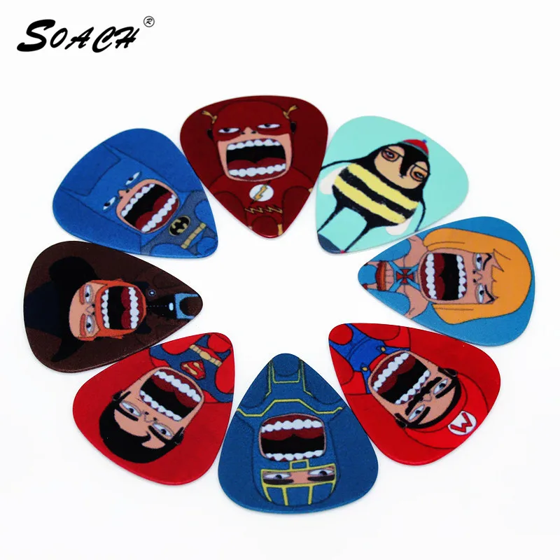 

SOACH 10pcs/Lot 1.0mm thickness guitar strap guitar parts Personalized cute cartoon character guitar picks Guitar Accessories
