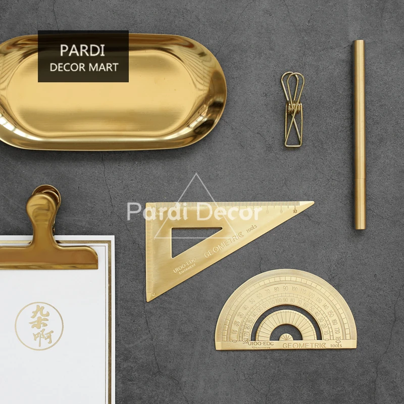 Золотая линейка ручной работы из нержавеющей стали Рабочий стол инструменты для