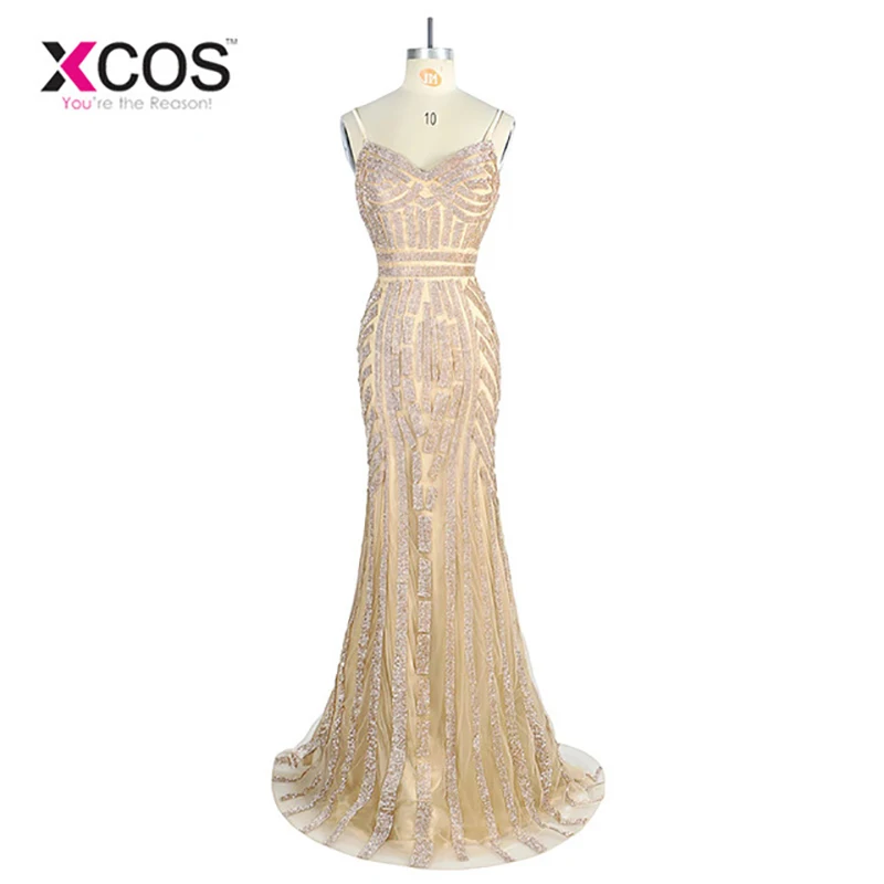 2018 Robe De Soiree вечернее платье с бриллиантами телесный цвет тюль шампанского Золото