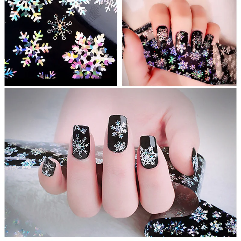 

1pcs 120cm*4cm Christmas Snowflake Holographic Nail Foils Nail Art Transfer Sticker Paper Decorations