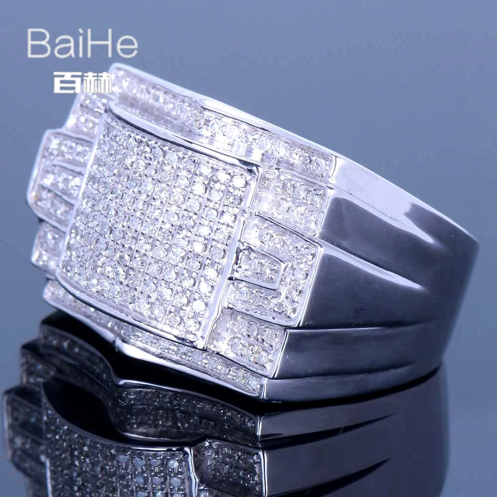 BAIHE стерлингового серебра 925 0.7CT Сертифицированный из натуральной бриллиантами, безупречная основная губка для Обручение Для мужчин модные ювелирные изделия кольцо