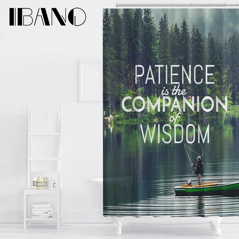 

IBANO Inspirational Letter Shower Curtain Waterproof Polyester Fabric Bath Curtain For The Bathroom Decoration With 12pcs Hooks