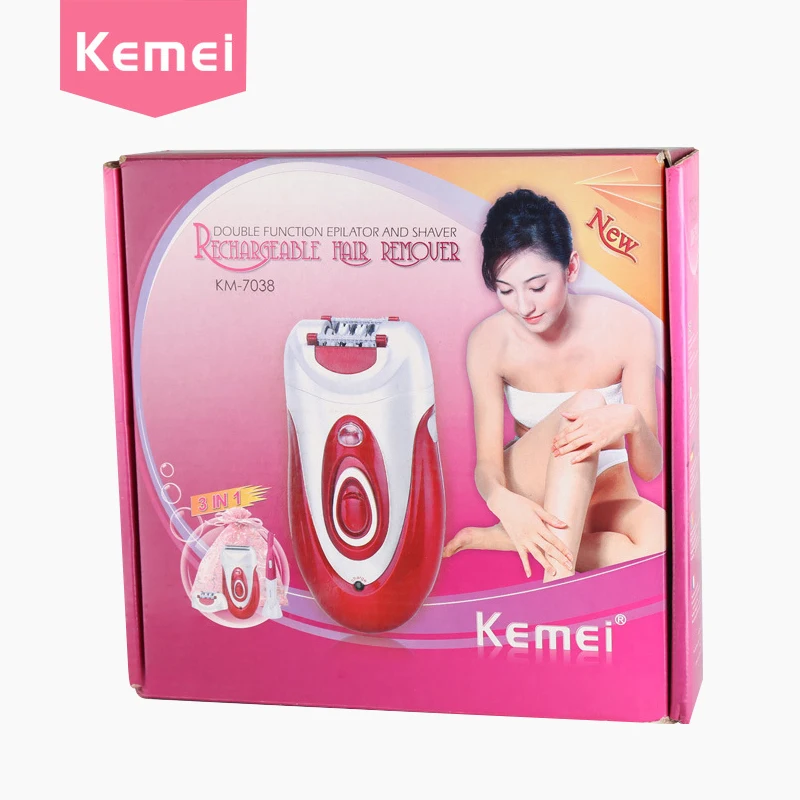Электрический эпилятор KEMEI 3 в 1 для женщин, аккумуляторная Красная Женская бритва, триммер для тела и бикини (art.: 7a393de90) - 7a393de90