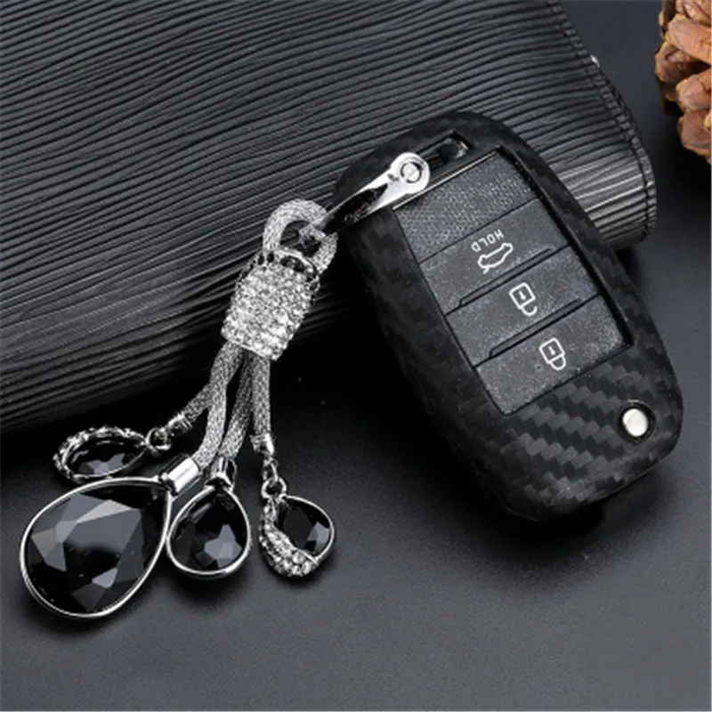 Чехол для автомобильного ключа из углеродного волокна Kia Rio K2 Sportage 2017 2018 Ceed Optima K5