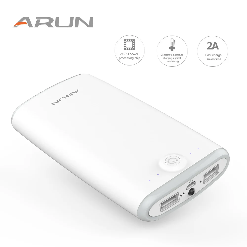 ARUN power Bank 20000 мАч портативное зарядное устройство с поддержкой QC Dual USB индикатором