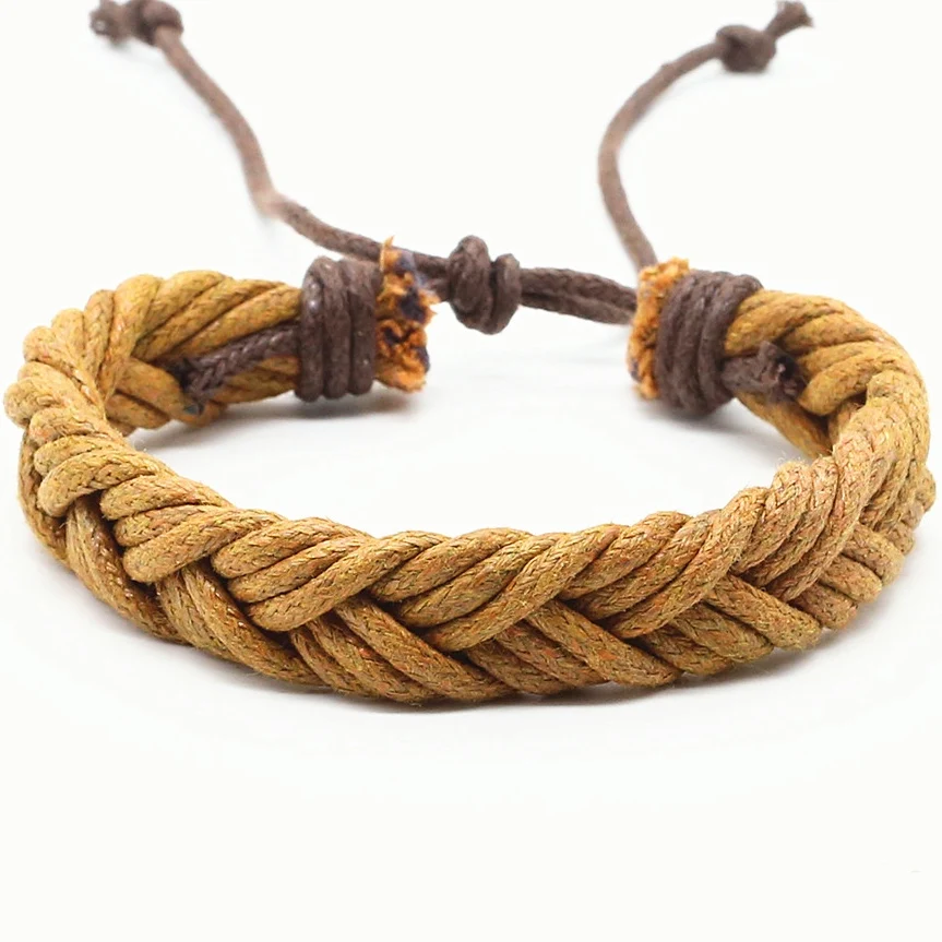 Женские и мужские винтажные плетеные браслеты коричневые синие черные в стиле