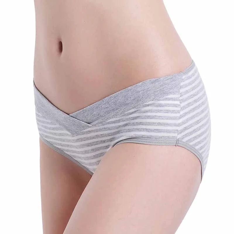 Panties Gray Stripes Хлопковые бюстгальтеры для кормящих матерей, бюстгальтеры для беременных, нижнее Белье для сна для беременных, Soutien-gorge Allaitement - Цвет: Panties Gray Stripes