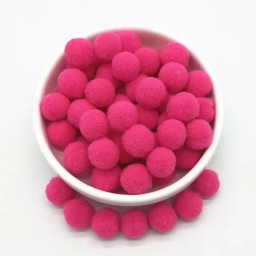 15mm 14Rose red Светло-розовый белый розовый помпон меховые шары DIY мягкие помпоны ремесленные помпоны Свадебный декор клей на ткани аксессуары 8 мм до 30 мм 20 г - Цвет: 15mm 14Rose red