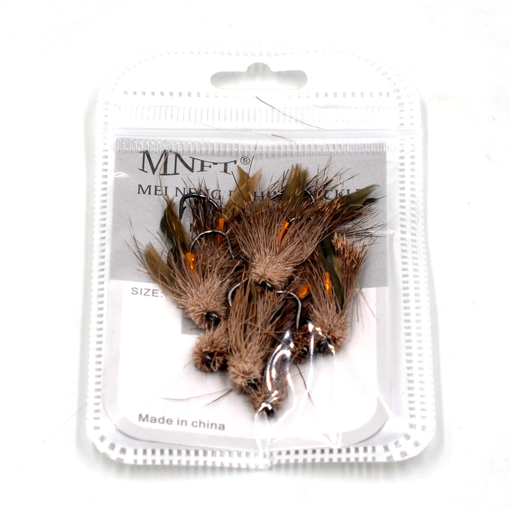 MNFT 10 шт 6# желтовато-коричневый Цвет волосы оленя Золотой корпус Мадлер Minnow Fly бас рыболовные приманки пароварки форели стример мух