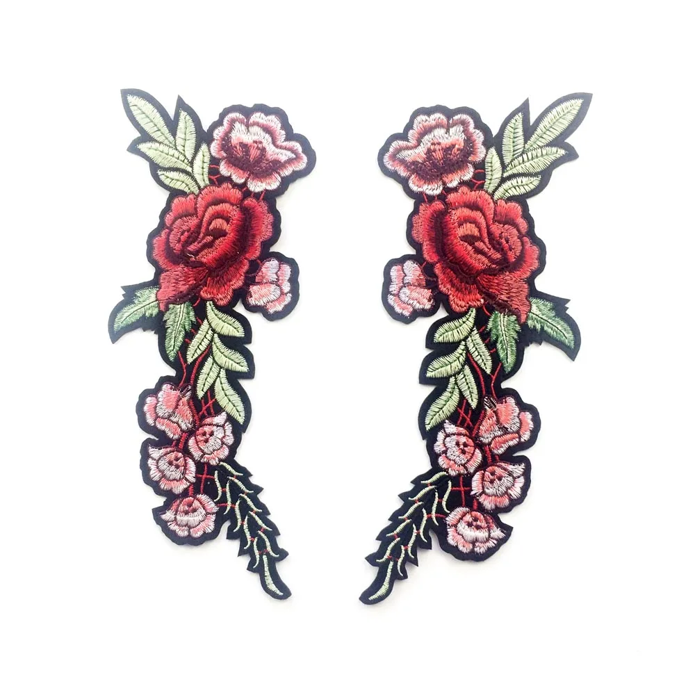 1 пара вышитые патчи с цветком розы|patch iron on|iron on patchesiron |