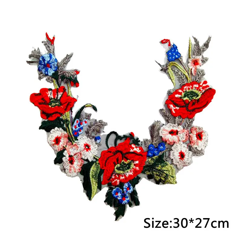 Кружевной воротник FFLACELL с красным цветком кружевной аппликацией для украшения