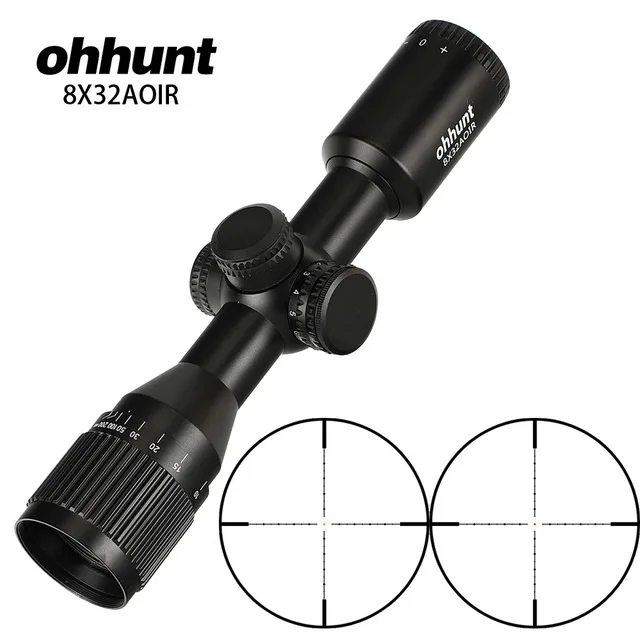 6 Ohhunt 8X32 AOIR охотничий компактный прицел для винтовки Mil Dot с подсветкой Стекло травленый визир прицел тактический оптика прицел - Цвет: 6