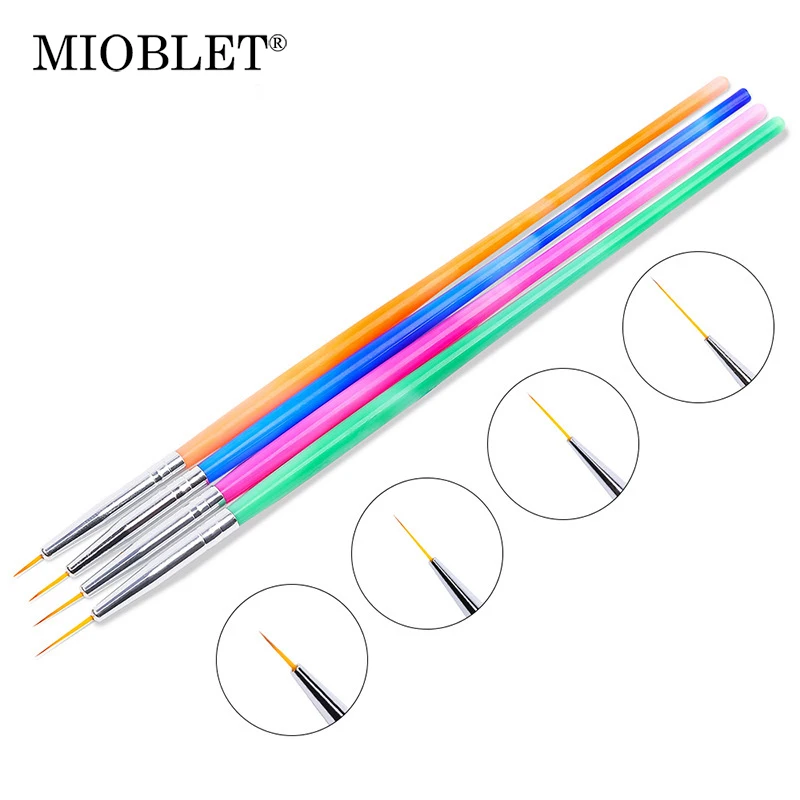 MIOBLET 4 шт./компл. Профессиональные кисти для дизайна ногтей резная подкладка 3D