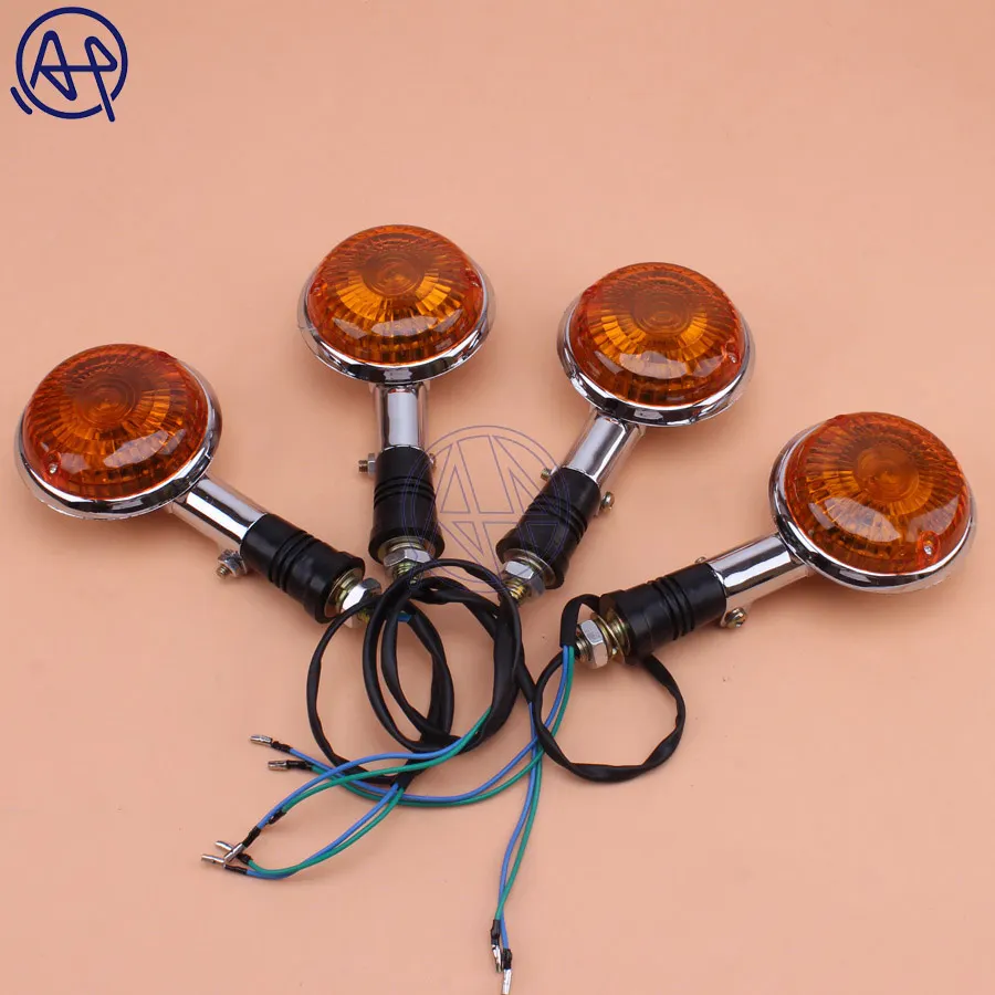 4 шт. хромированный чехол Mototcycle желтая линза подсветка 12 В поворотные сигнальные