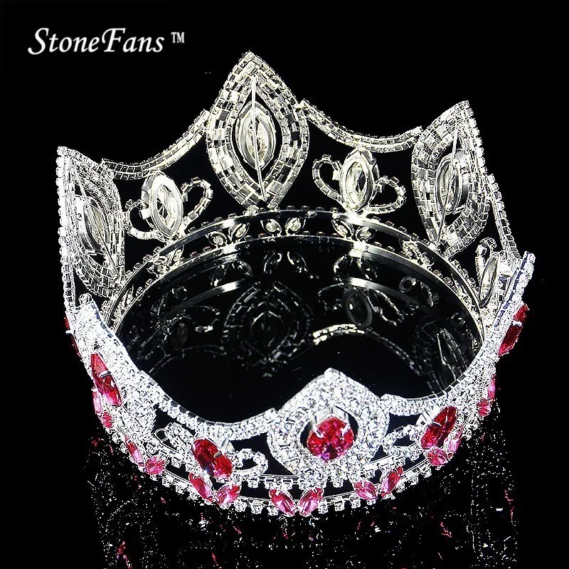 StoneFans ювелирные изделия для волос большая королева невесты Круглая Корона Свадебные цвета Круглый черный кубический цирконий Корона королевские тиары и короны