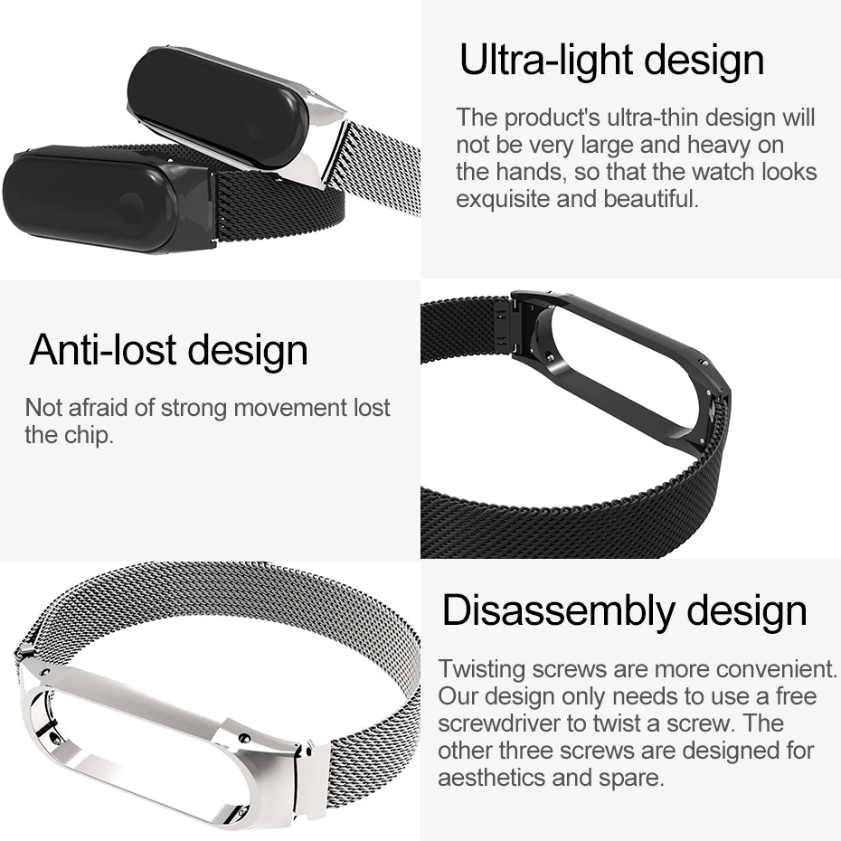 Металлический браслет Mi band 3 из нержавеющей стали магнитный mi для Xiaomi аксессуары
