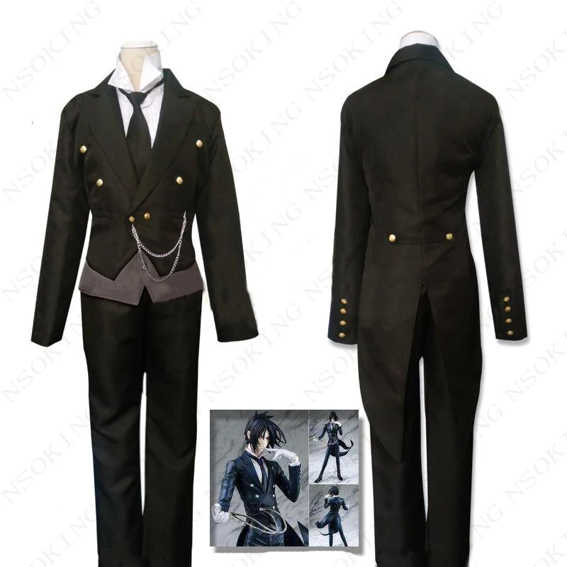 Anime Black Butler Kuroshitsuji Sebastian Michaelis swallow-tailed coat Cosplay Costume Custom made |