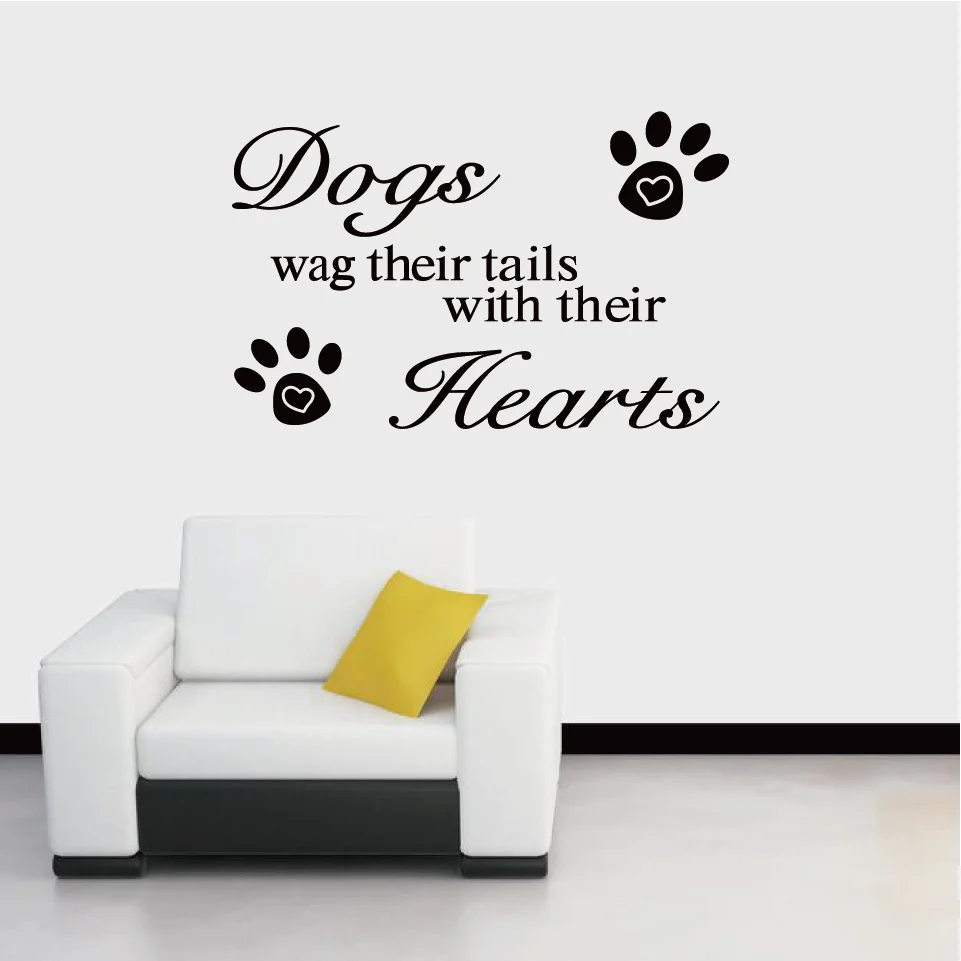 Собачьи хвосты с сердечками виниловая настенная наклейка животным цитатой