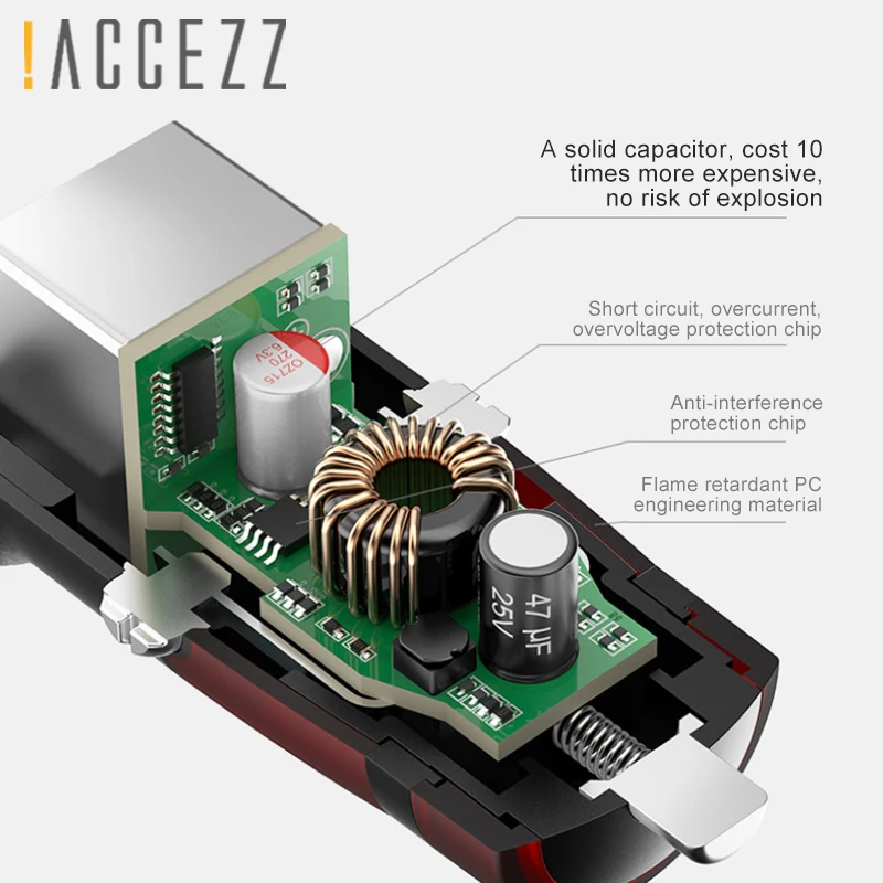 ! ACCEZZ двойное автомобильное зарядное устройство USB для быстрой зарядки 4.5A Huawei 4A OPPO