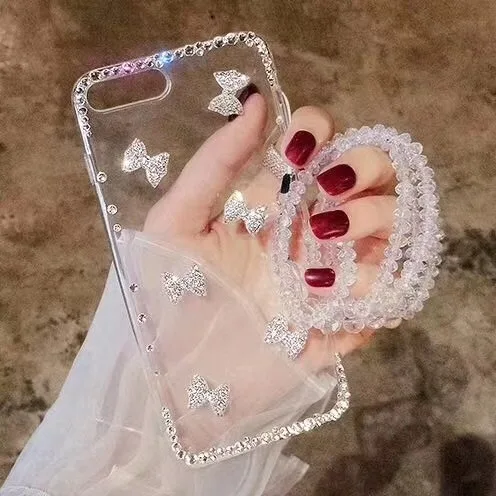 Новый Блестящий Алмазный чехол для iphone 4 4S 5 5S 5C SE 6 6Plus 6S Plus с милым бантом и