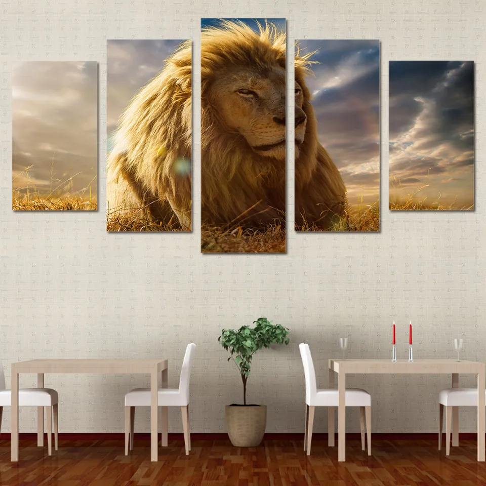 HD с 5 шт. wall art Холст животных Король Лев живопись home decor печати плаката картина