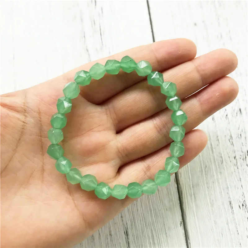 8ММ Естественный Красивый Отдел Зеленый Авантюрин Браслет Модная Мужская И Женская Бижутерия Личность Большие Бусины Обаяние Запястье на.
