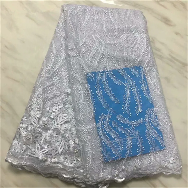 Кружевная ткань из фатина в нигерийском стиле с бисером сетчатая африканская