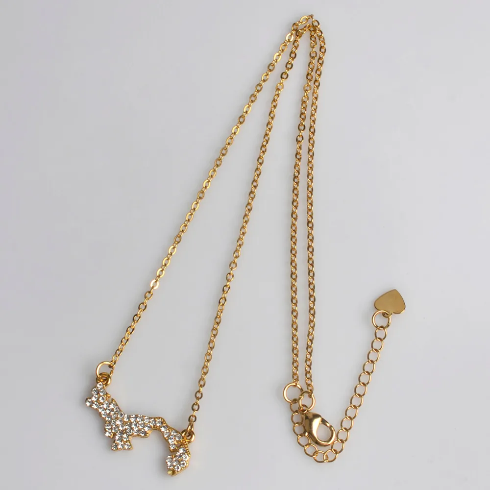 Панама карта с Стразы золотого цвета ожерелье для женщин девушек ювелирные