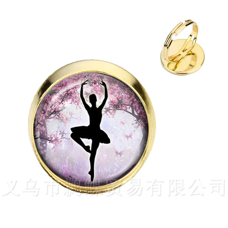 Силуэт балерины стеклянные купольные кольца Танцующая балерина