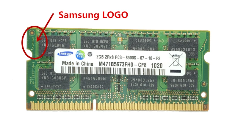 Ноутбук памяти samsung DDR3 2 Гб 1066 МГц PC3-8500S DDR 3 2G ноутбук ram 204PIN SODIMM