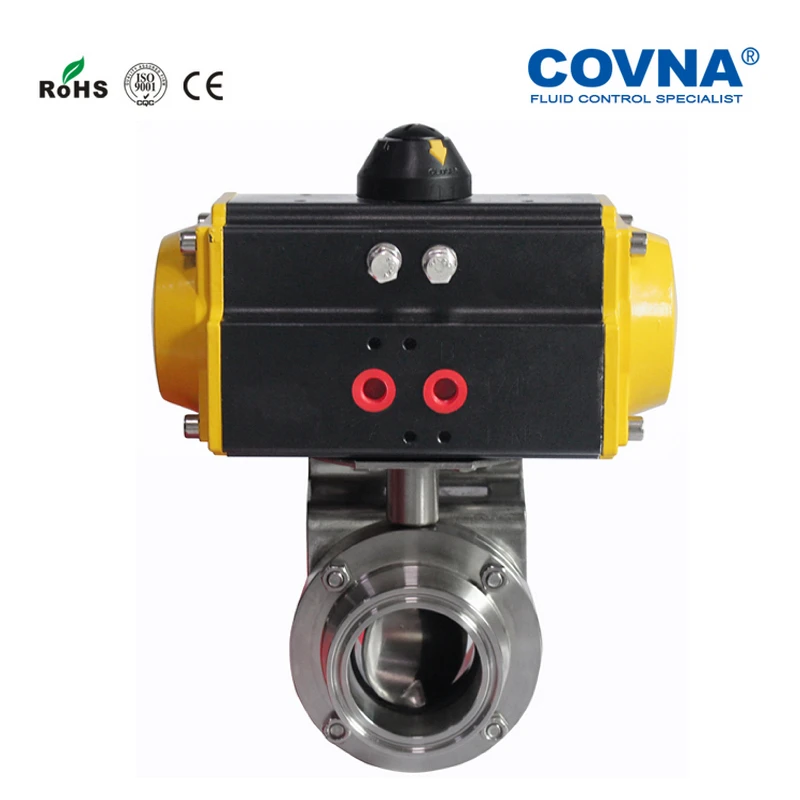 3/4 ''OD50.5mm ID16mm санитарная пневматическая бабочка двойного действия из