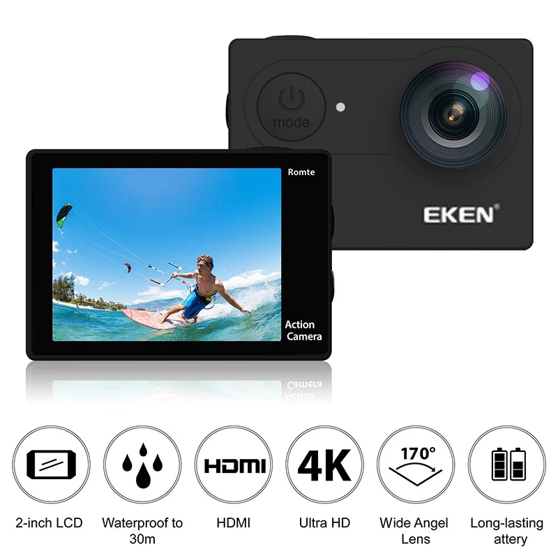 Оригинальная Экшн камера EKEN H9 H9R Ultra HD 4K 25fps 1080P 60fps WiFi 2 170D go Mini Pro подводный