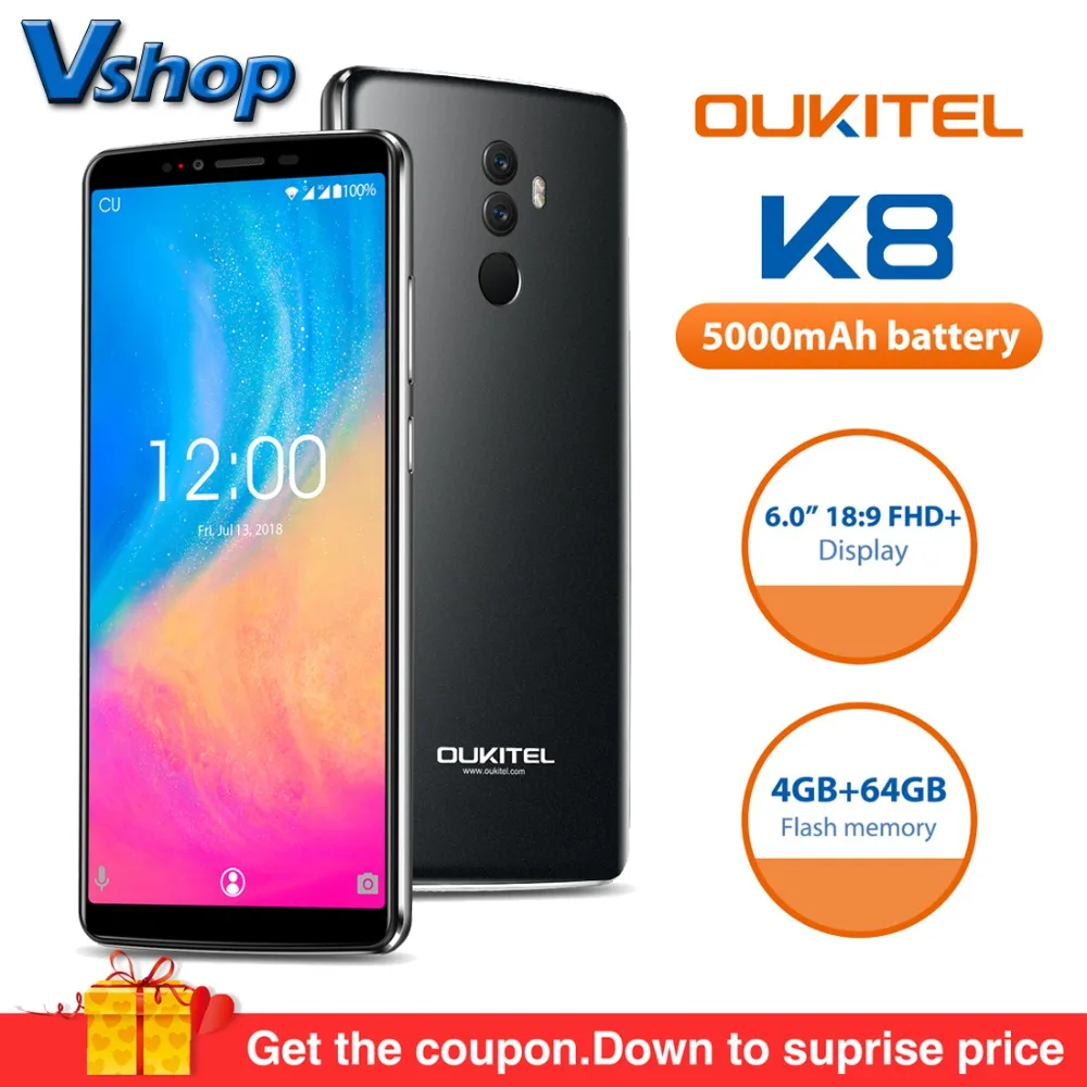Оригинальный OUKITEL K8 4G мобильные телефоны Android 8 0 B + 6 mt6750t восемь ядер смартфон 5000