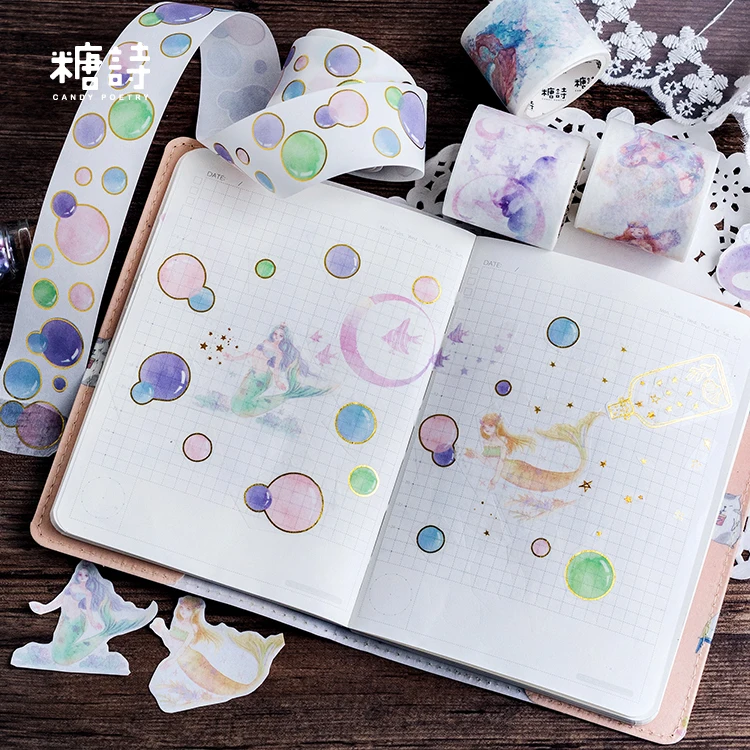 Русалочка лента Washi DIY Декор Скрапбукинг Маскировочные наклейки Бумага украшения