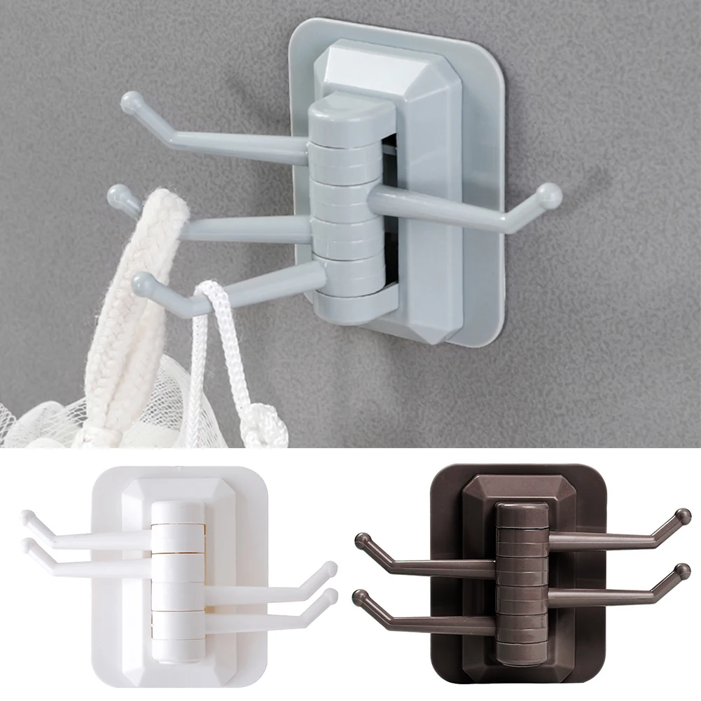 Bathroom Rotatable Hook Storage Rack 4-link Wall Hooks Towel Multi-use Traceless | Дом и сад