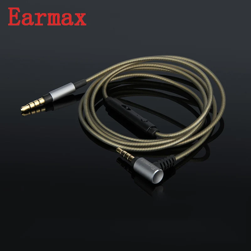 Earmax 3 5 мм Улучшенный кабель для наушников 1 2 м OFC Серебряный провод с обшивкой Aux