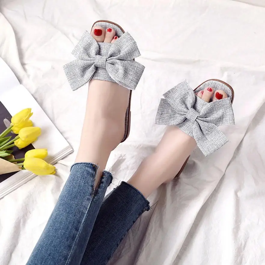 SAGACE/обувь Вьетнамки сезон лето модная Тканевая обувь с бантом на плоской подошве
