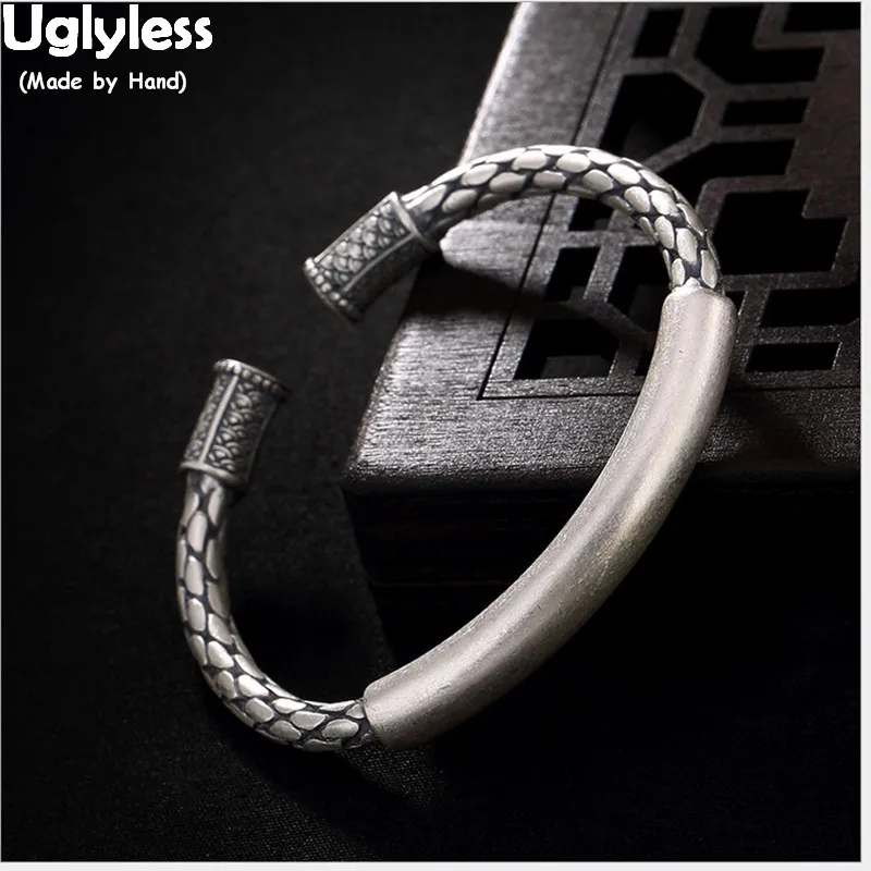 Браслеты Uglyless из настоящего серебра 990 пробы крутые нейтральные рыбные весы
