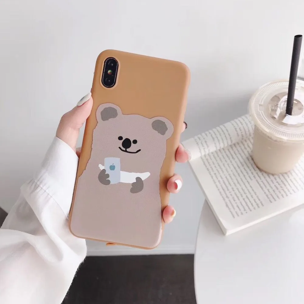Милый мультяшный медведь ТПУ чехол для телефона iphone XR X XS Max 6 6s 7 8 Plus чехлы