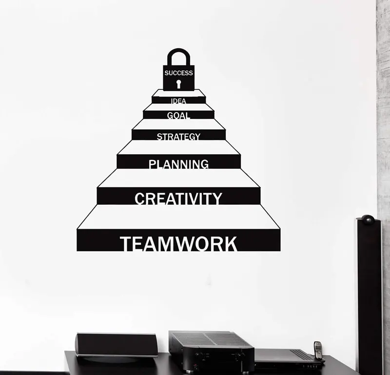 

Vinyl wall decals teamwork, space success career ladder, the road to success. Office workspace decorative sticker BG17