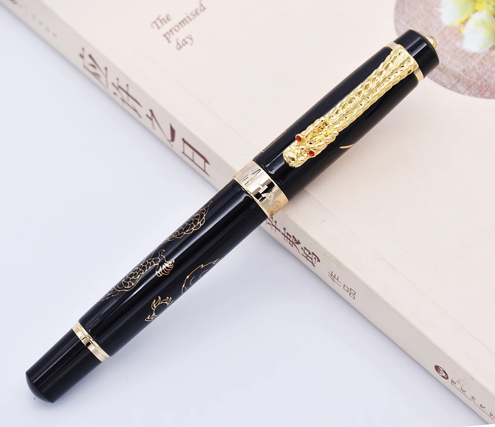 Jinhao Fude каллиграфия перьевая ручка изогнутое перо потомки дракона черный цвет для