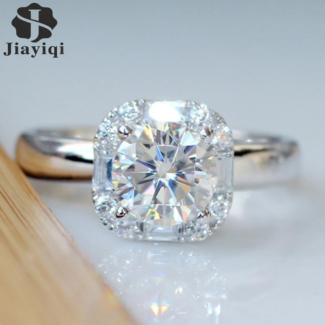 Хит продаж 2018 серебряное кольцо с кубическим имитацией женское круглое