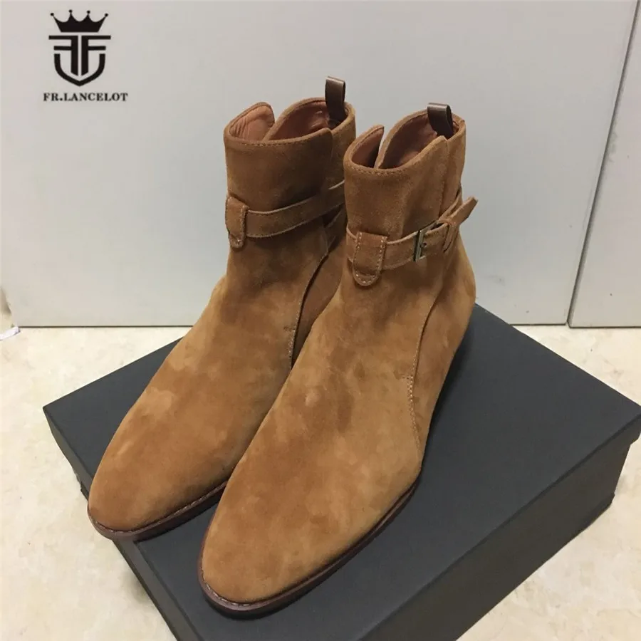 Мужские ботинки ручной работы коричневые замшевые из натуральной кожи на