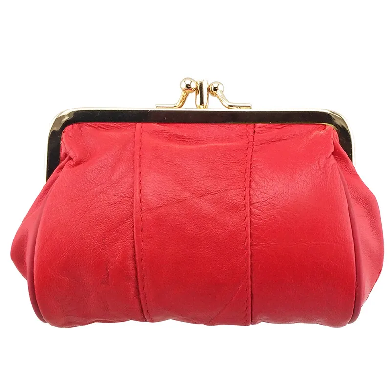 red0549 NICOLE& CO Женский мини-кошелек из натуральной кожи, Женский кошелек для монет, кошелек из овечьей кожи,, Модный женский кошелек с металлическими застежками - Цвет: red0549