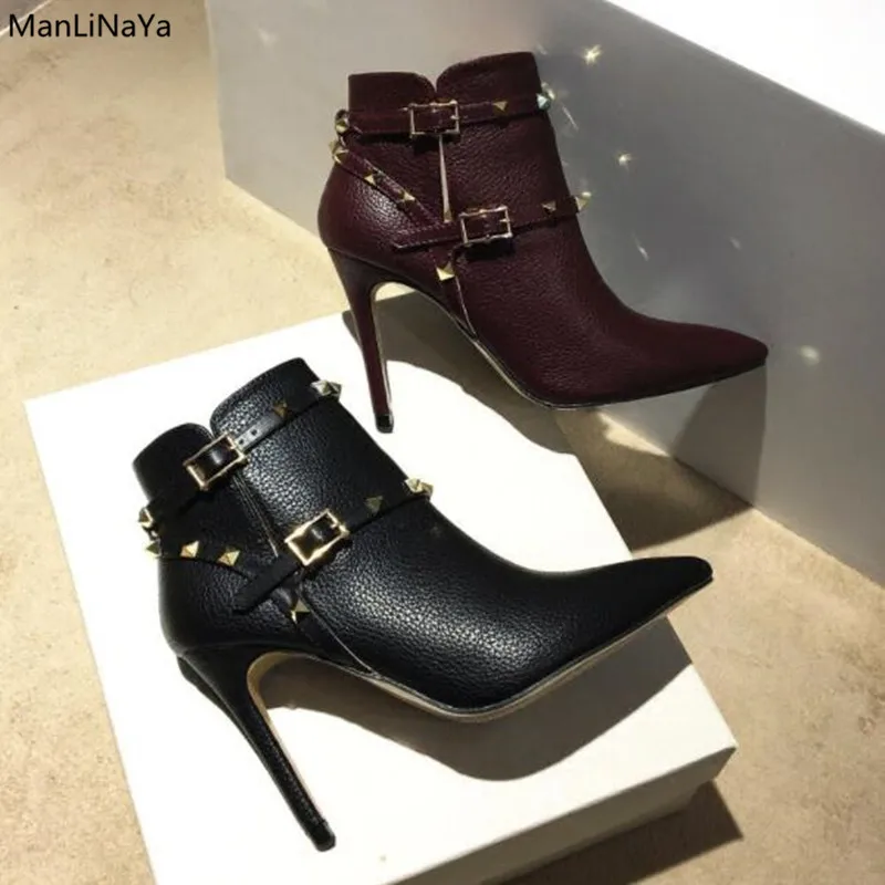 Женские ботинки с заклепками гвоздиками подиумная обувь брендовая дизайнерская