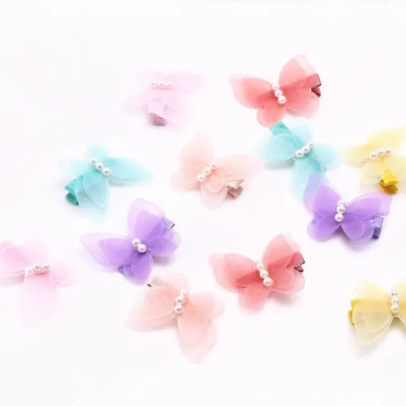 4 шт. заколки для волос с бабочкой и жемчугом|kids hair accessories|fashion accessorieshair accessories |
