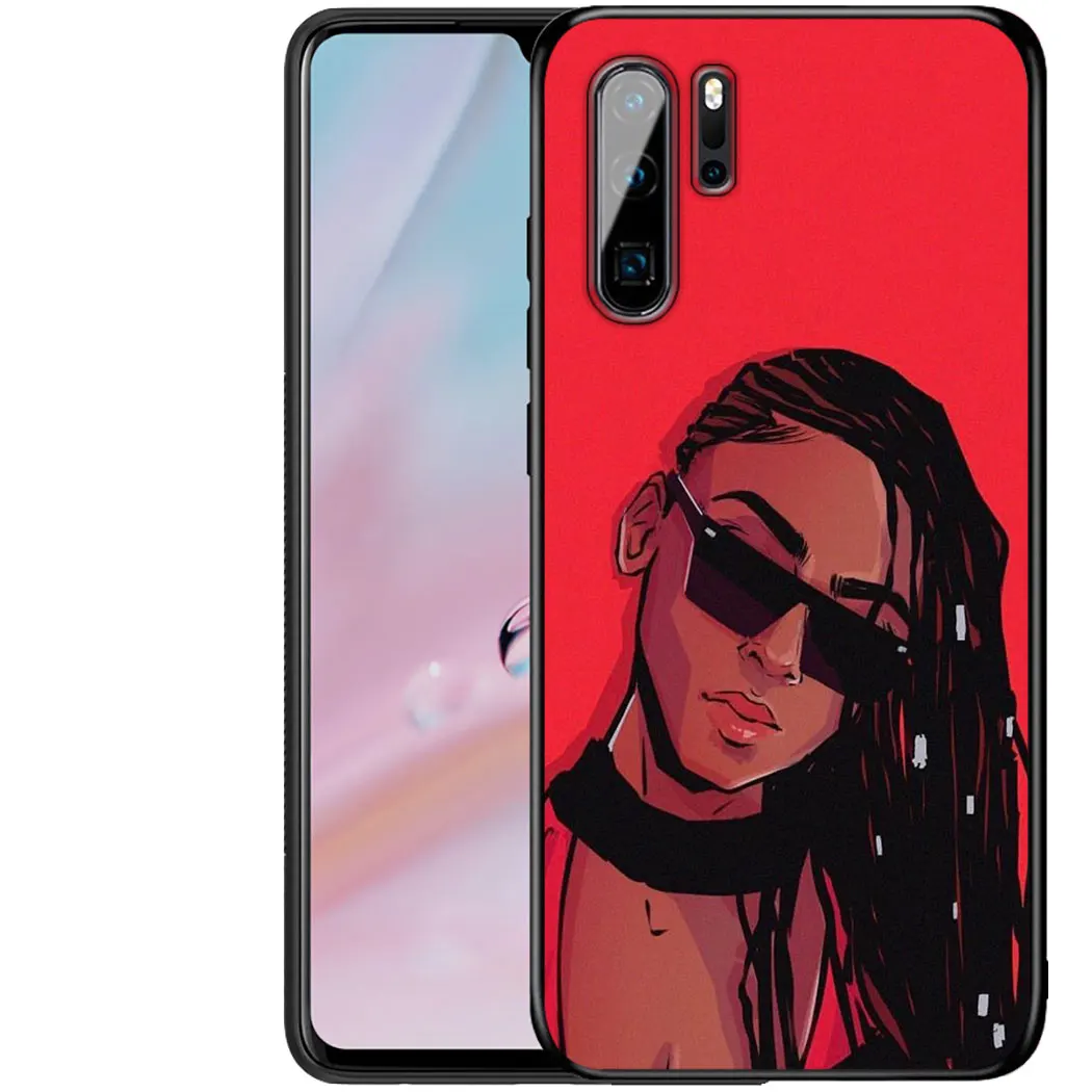 IYICAO Girls Black Women Art Soft Silicone Case for Huawei P Smart P30 P20 P10 Lite Pro Phone |